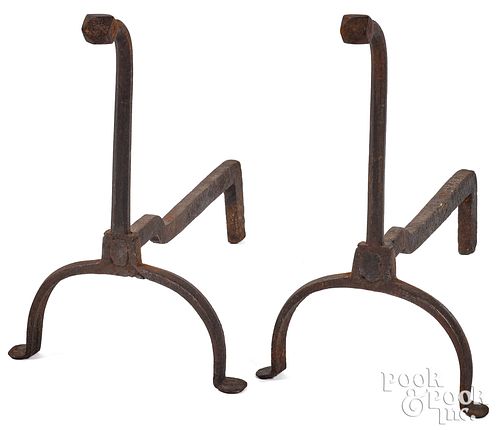 PAIR OF SMALL GOOSENECK WROUGHT