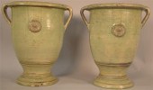 PAIR OF SMALL GREEN GLAZED TER