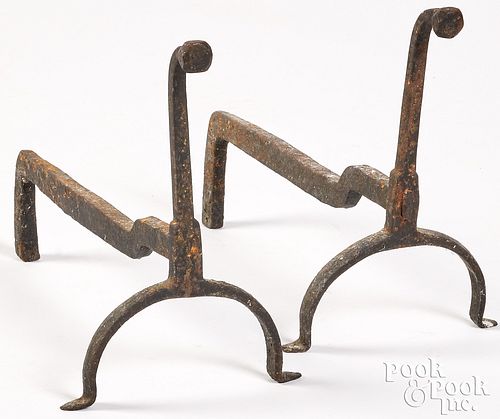 PAIR OF SMALL WROUGHT IRON