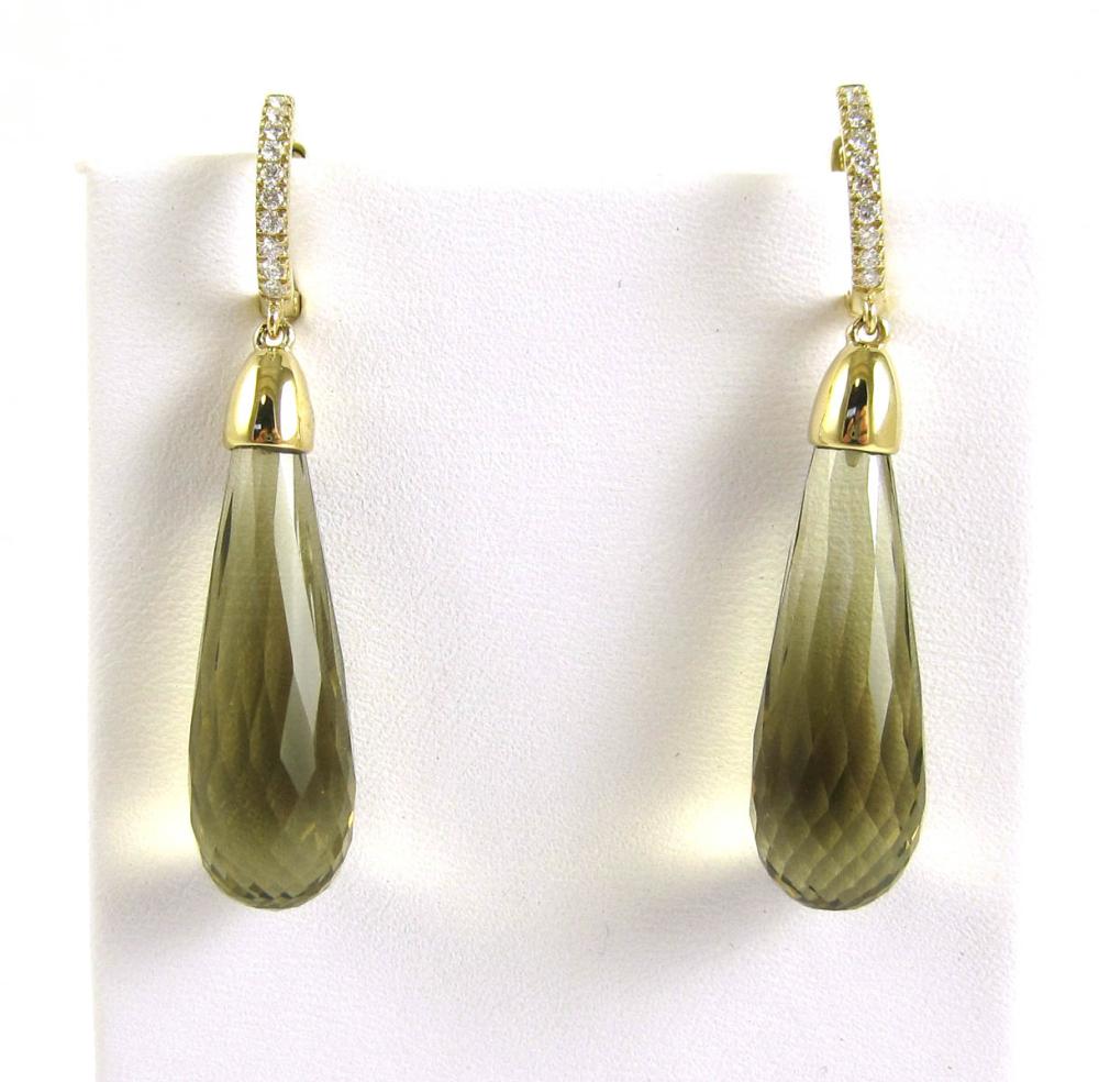 PAIR OF SMOKY CITRINE AND DIAMOND