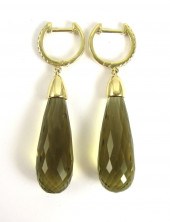PAIR OF SMOKY CITRINE AND DIAM