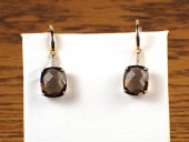 PAIR OF SMOKY QUARTZ AND DIAMO