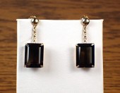 PAIR OF SMOKY QUARTZ AND GOLD