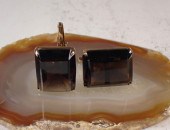 PAIR OF SMOKY QUARTZ AND GOLD