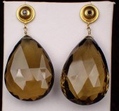 PAIR OF SMOKY QUARTZ AND SAPPH