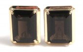 PAIR OF SMOKY QUARTZ EARRINGS