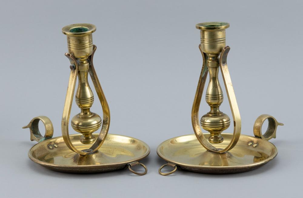 PAIR OF SOLID BRASS GIMBALED
