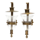 PAIR OF SPANISH BRASS AND GLAS
