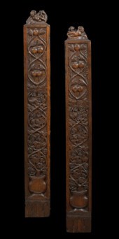 Pair of Spanish Carved Walnut