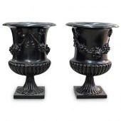 PAIR OF SPANISH CERAMIC URNSDE