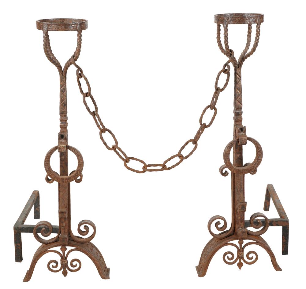 PAIR OF SPANISH REVIVAL WROUGHT