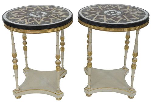 PAIR OF SPECIMEN TOP TABLES, WITH