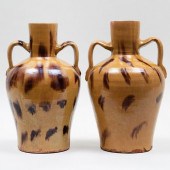PAIR OF SPECKLE GLAZED EARTHEN