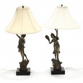 PAIR OF SPELTER MUSICIAN TABLE