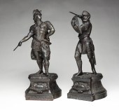 PAIR OF SPELTER WARRIOR STATUE