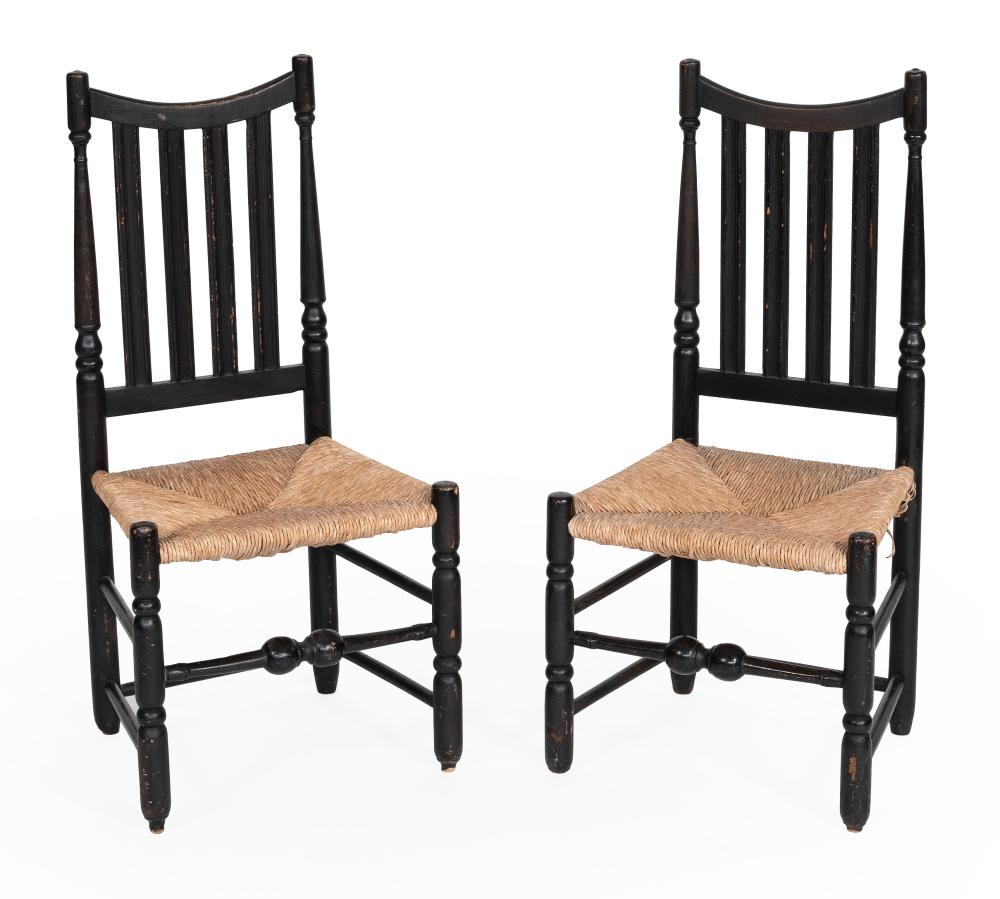 PAIR OF SPLAT-BACK RUSH-SEAT SIDE