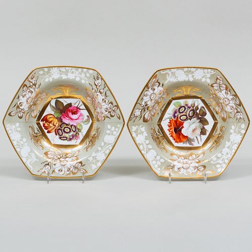 PAIR OF SPODE PORCELAIN HEXAGONAL