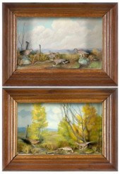 Pair of sporting bird dioramas