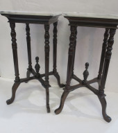 PAIR OF SQUARE MARBLE-TOP FERN