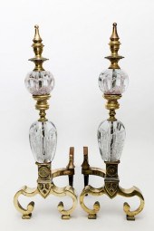 PAIR OF ST. CLAIR GLASS AND BR