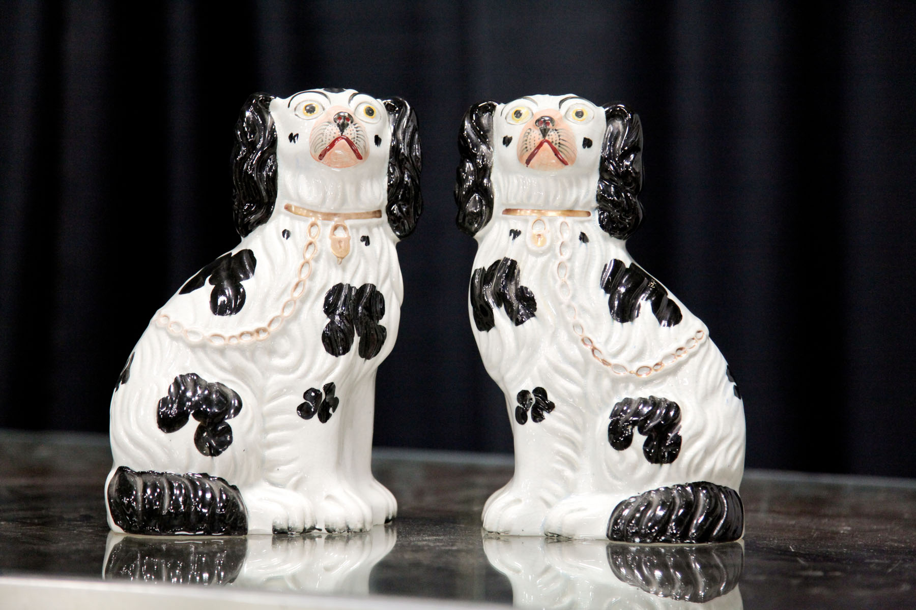 PAIR OF STAFFORDSHIRE DOGS. 