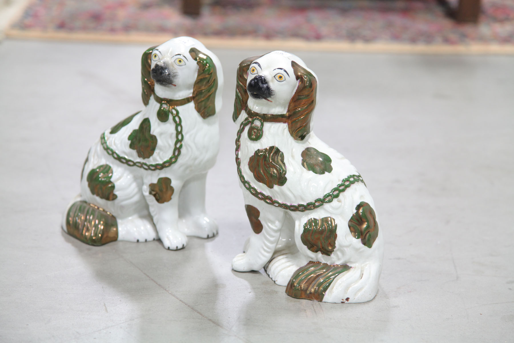 PAIR OF STAFFORDSHIRE DOGS. 