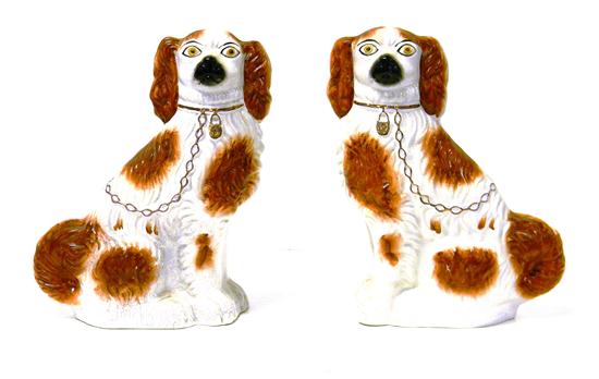 Pair of Staffordshire dogs  red and