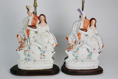 PAIR OF STAFFORDSHIRE FIGURAL