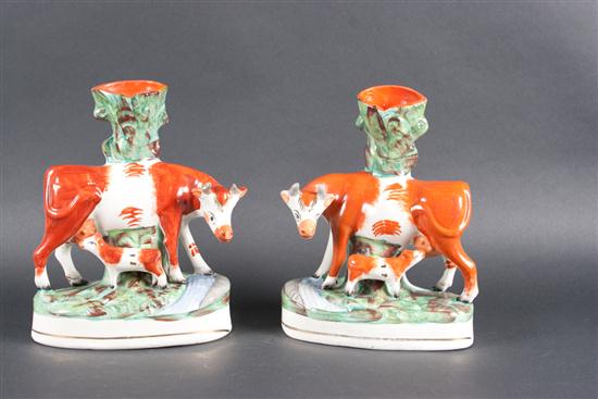 Pair of Staffordshire painted