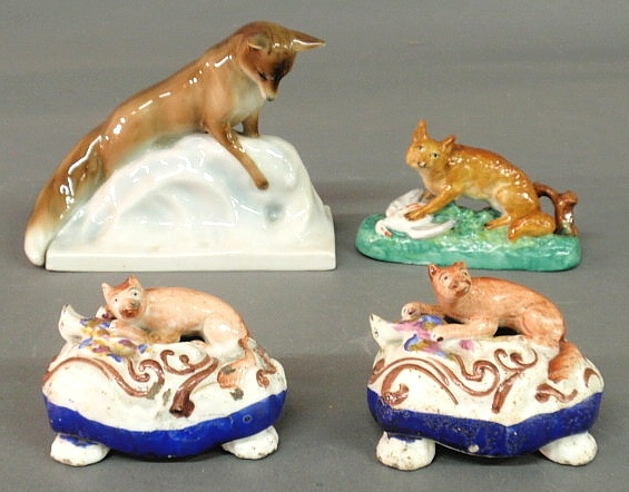 Pair of Staffordshire porcelain pen
