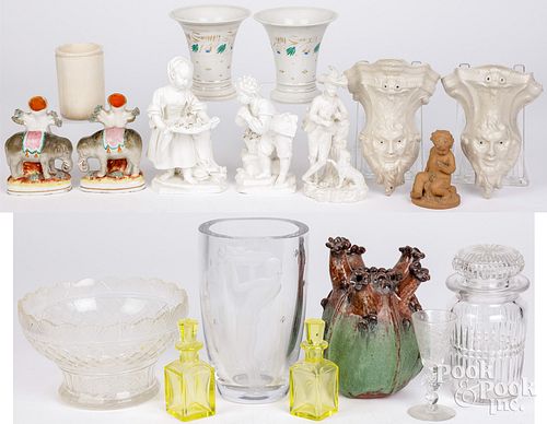 PAIR OF STAFFORDSHIRE SPILL