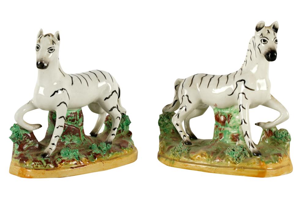 PAIR OF STAFFORDSHIRE ZEBRASeach