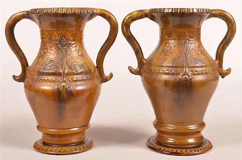 PAIR OF STAHL REDWARE POTTERY