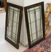 PAIR OF STAINED AND LEADED GLA