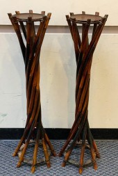 PAIR OF STAINED BAMBOO PLANT S