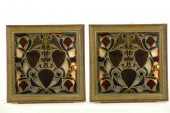 ***PAIR OF STAINED GLASS WINDO