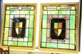 PAIR OF STAINED GLASS WINDOWS.