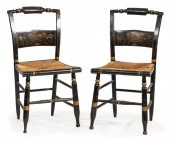 PAIR OF STENCILED AND GILT FAN