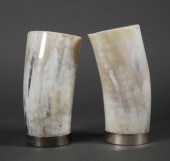 PAIR OF STERLING AND HORN DRIN