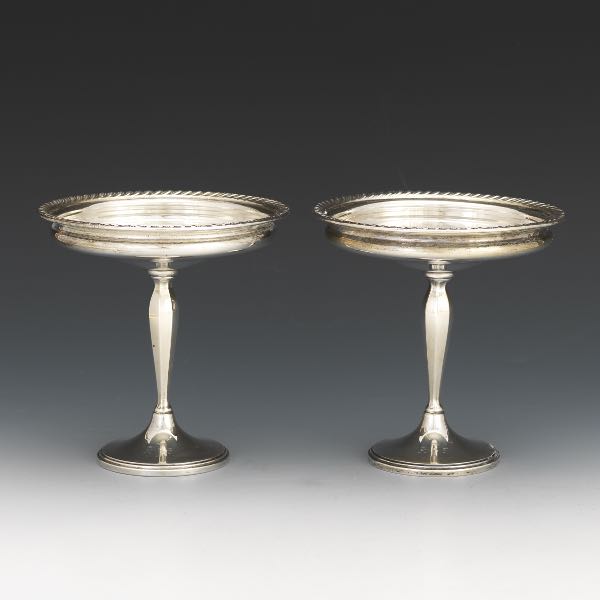PAIR OF STERLING COMPOTES, FRED