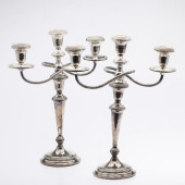PAIR OF STERLING SILVER 3-LIGH