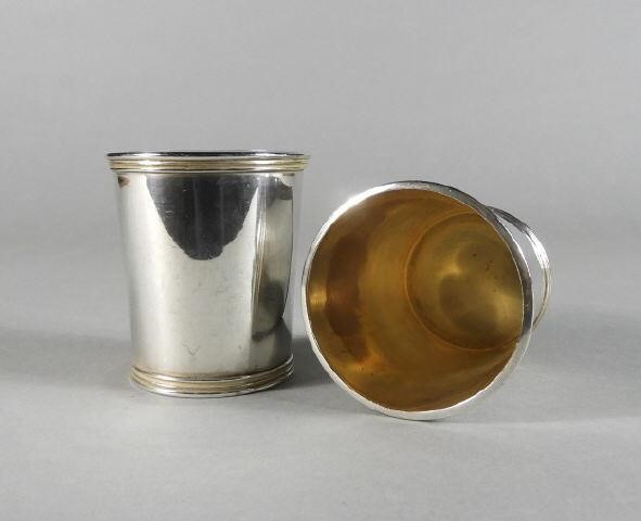 PAIR OF STERLING SILVER BEAKERS,