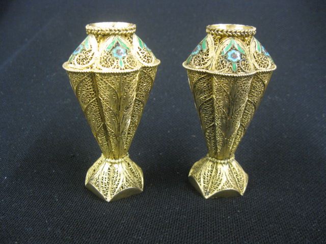 Pair of Sterling Silver Enameled