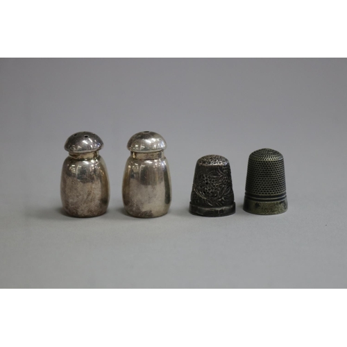 Pair of sterling silver miniature