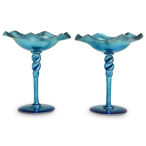 PAIR OF STEUBEN BLUE AURENE