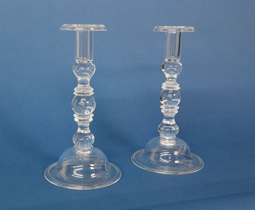 PAIR OF STEUBEN CLEAR CRYSTAL