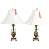 PAIR OF STEUBEN CRACKLE GLASS
