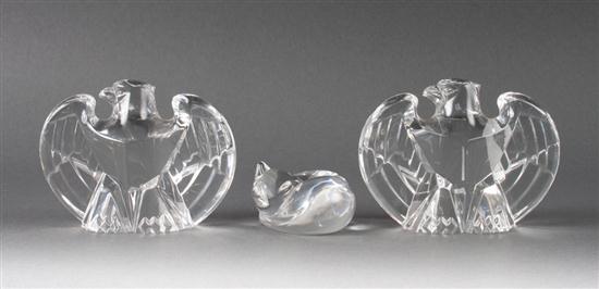 Pair of Steuben crystal eagles