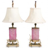 PAIR OF STEUBEN ROSE QUARTZ LA