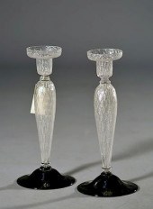 PAIR OF STEUBEN SILVERINA CAND